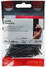1.6mm -x Available in 25mm /30mm /40mm lengths - Panel Pins Bright  - Pack Of 100